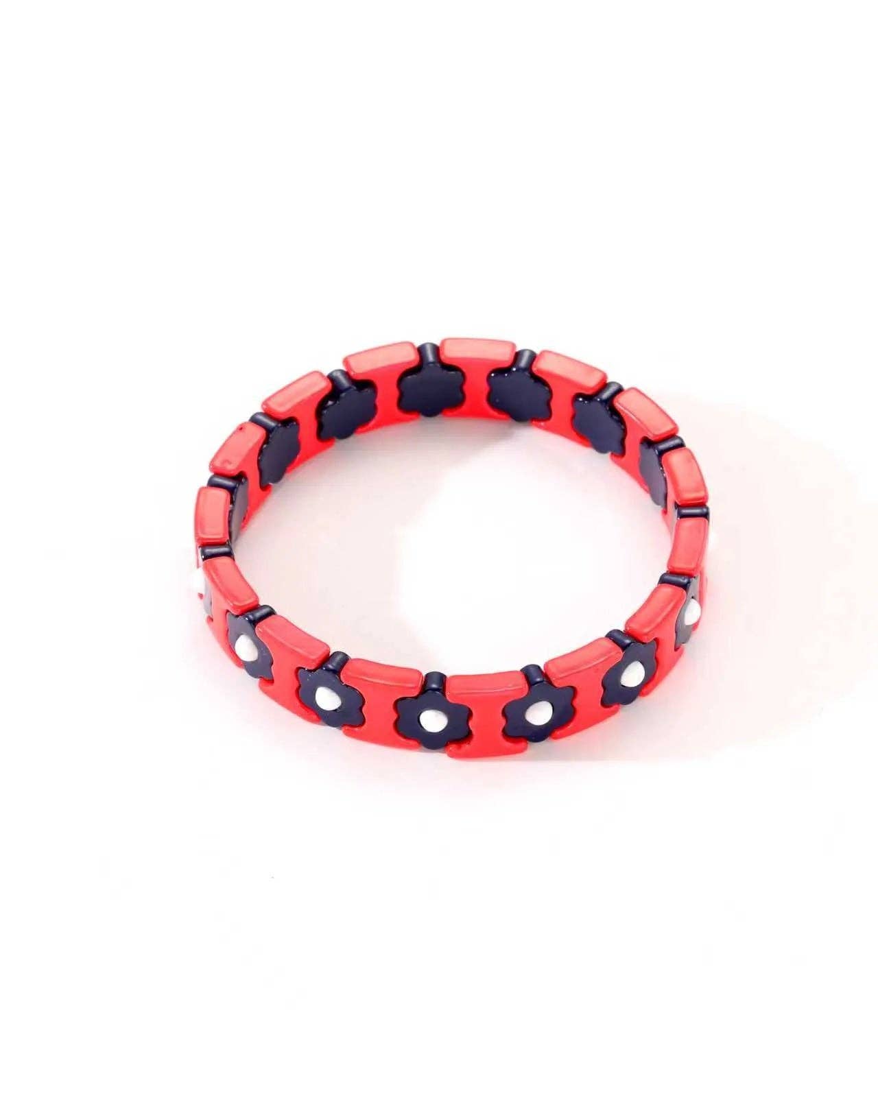 Colourful Enamel Stacking Bracelet Collection in Gold & Silver: Gold Tubey Blue
