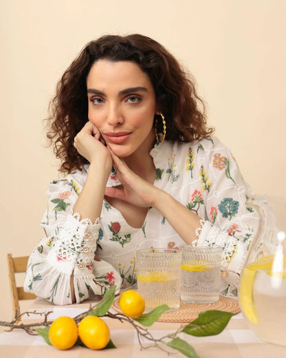 Emily Lovelock Hailey Embroided Blouse - White