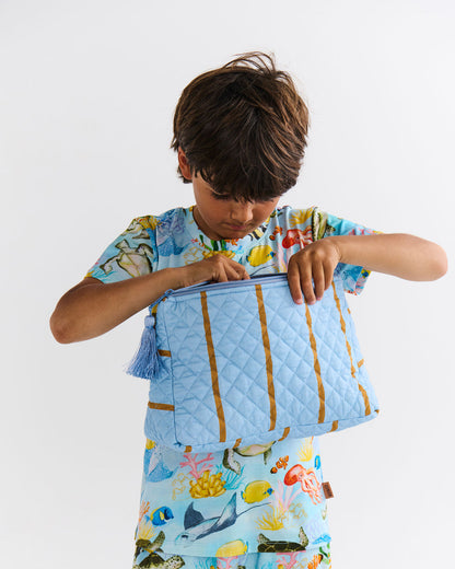 Kip and Co COMO STRIPE QUILTED COTTON TOILETRY PURSE