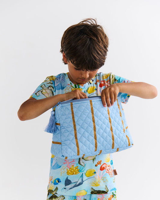 Kip and Co COMO STRIPE QUILTED COTTON TOILETRY PURSE