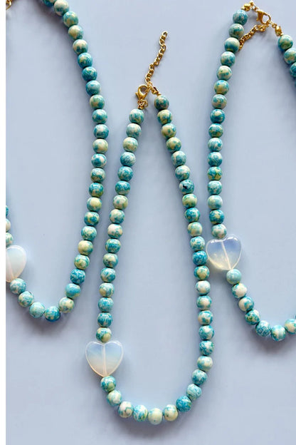 Mosk Melbourne Ocean Rainforest Gem Stone Necklace