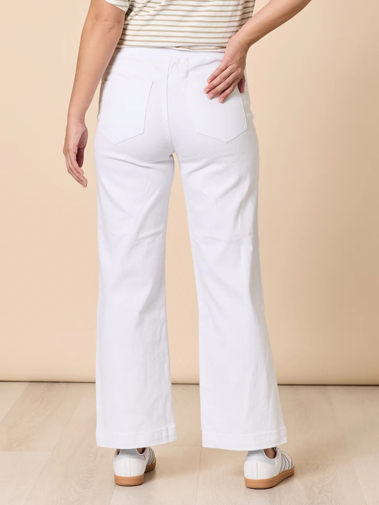 Threadz Maddy High Rise Wide Leg Jean - White