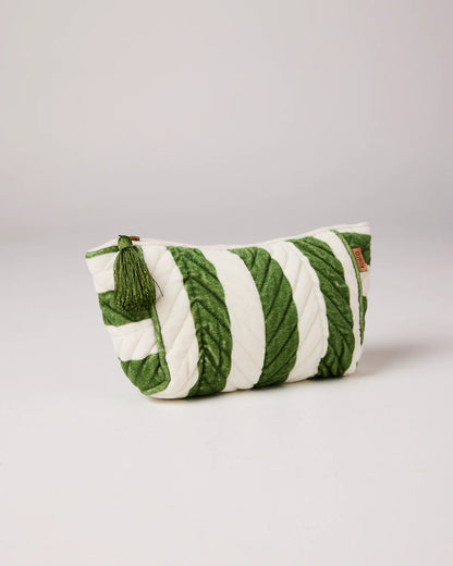Kip and Co Moss Stripe Velvet Toiletry Bag