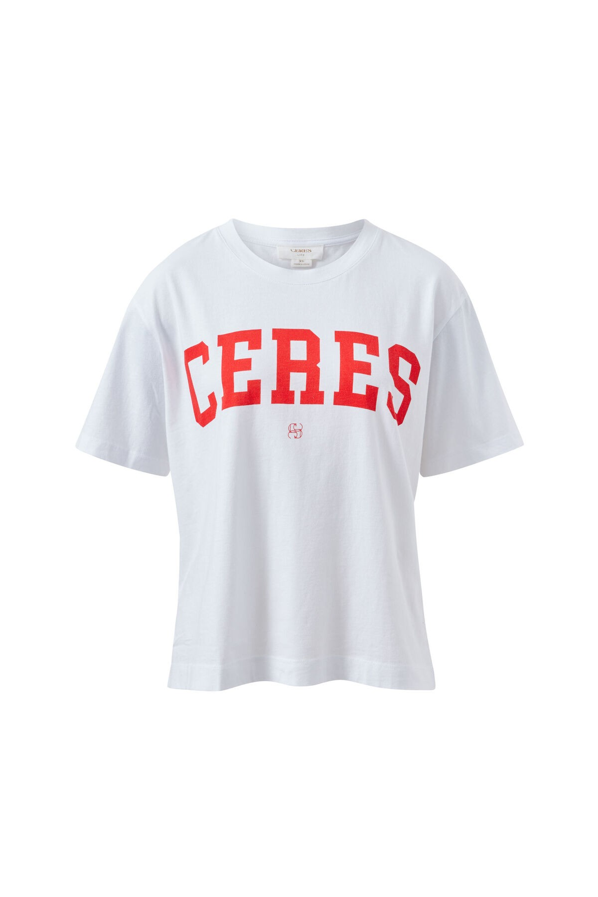 Ceres Life Stevie Slouchy Tee - White/Chili Red Varsity