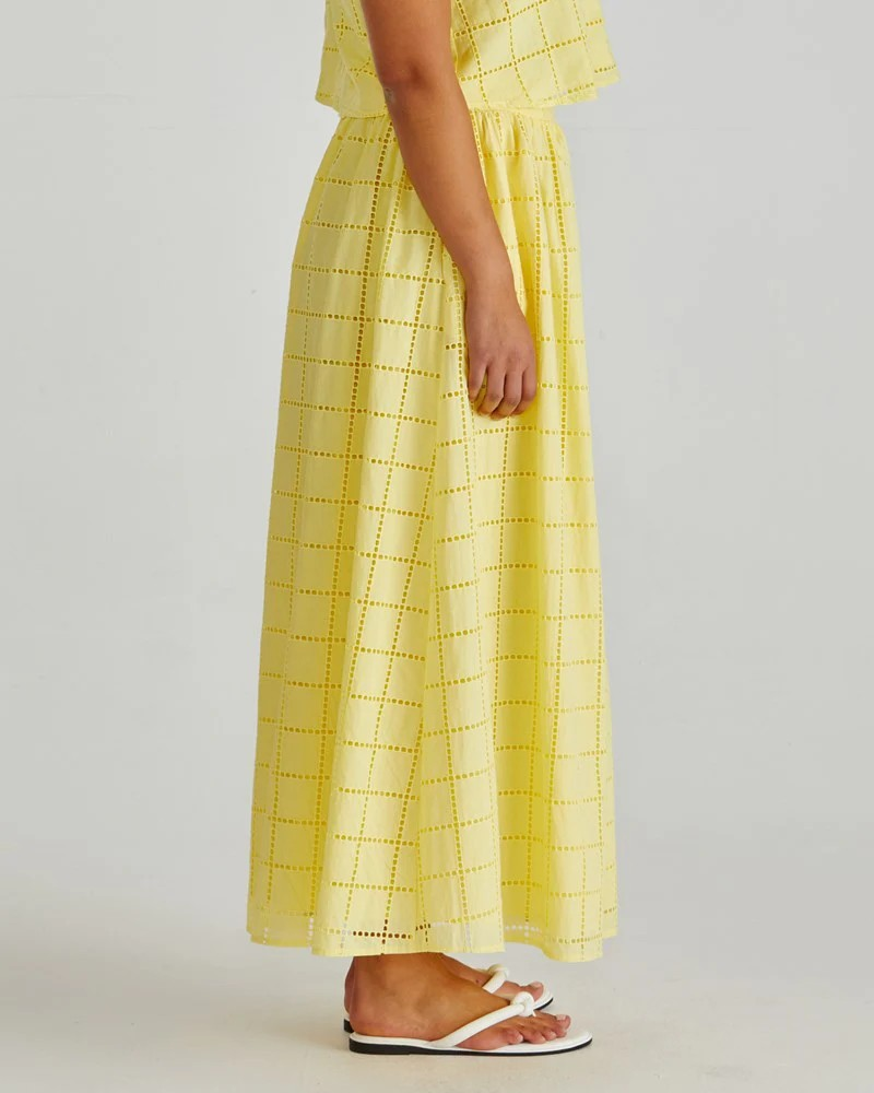 Sass Helmi Broderie Full Skirt - Yellow