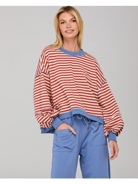 Boom Shankar Guru Sweater - Washed Maroon Stripe