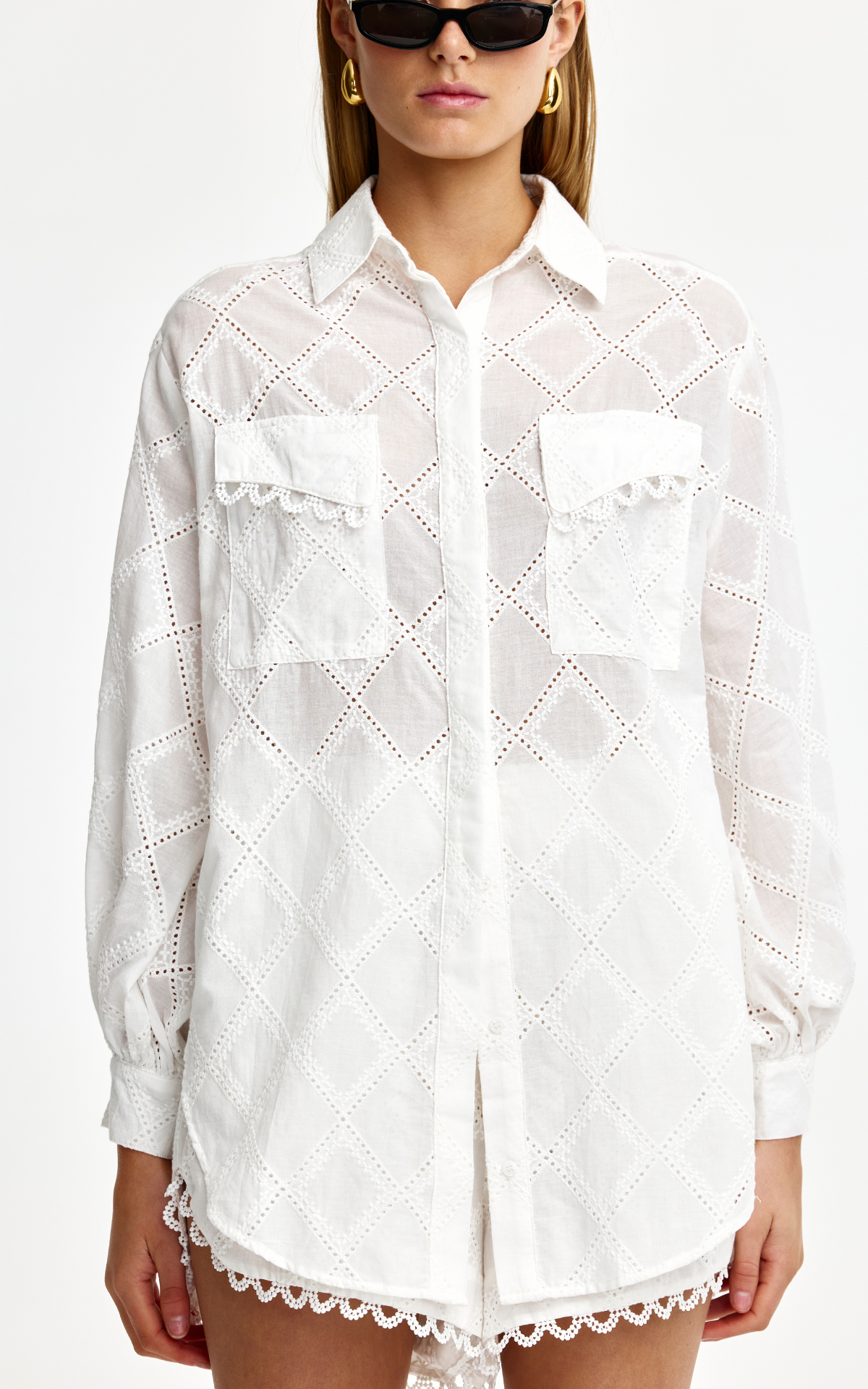 Kinny LAUREL DIAMOND LACE SHIRT - IVORY