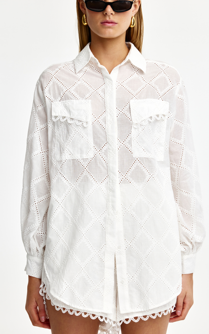 Kinny LAUREL DIAMOND LACE SHIRT - IVORY
