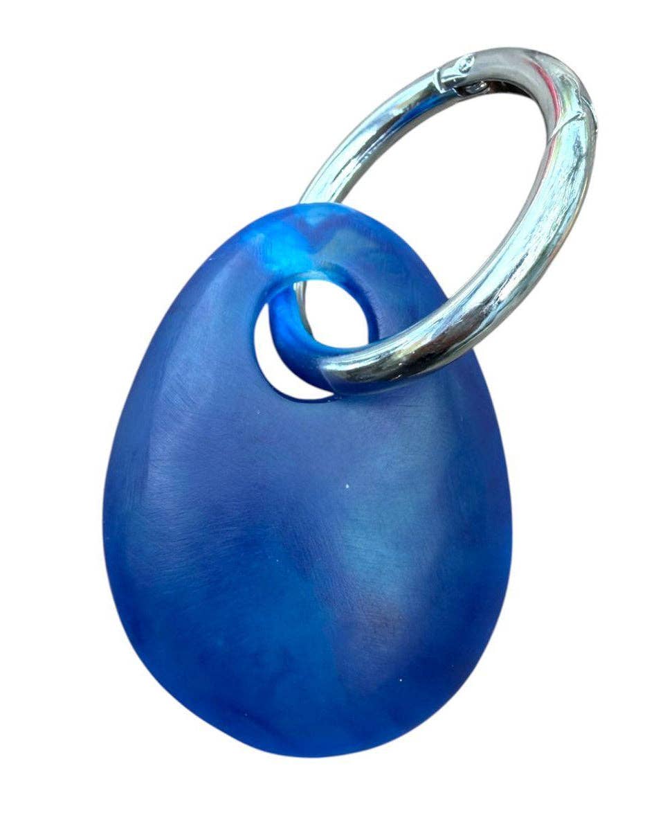 Greenwood Designs Egg Charm Resin Keyrings: Lemon / Silver
