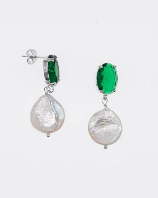 Emerald Freshwater Pearl Earrings