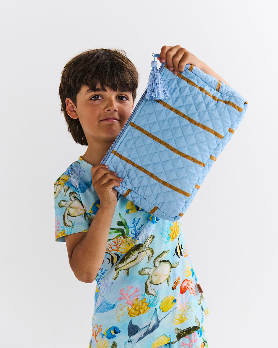 Kip and Co COMO STRIPE QUILTED COTTON TOILETRY PURSE