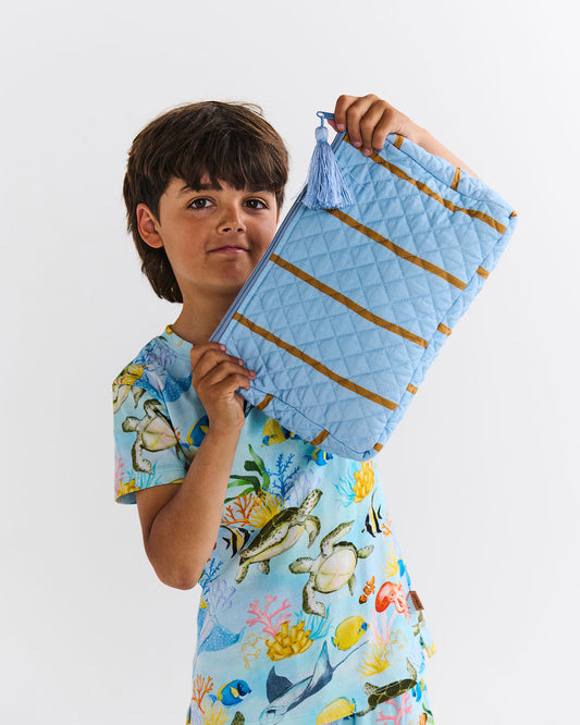 Kip and Co COMO STRIPE QUILTED COTTON TOILETRY PURSE