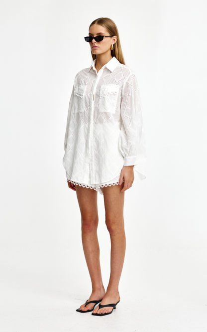 Kinny LAUREL DIAMOND LACE SHIRT - IVORY