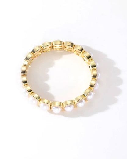 Colourful Enamel Stacking Bracelet Collection in Gold & Silver: Pearl Pop Silver