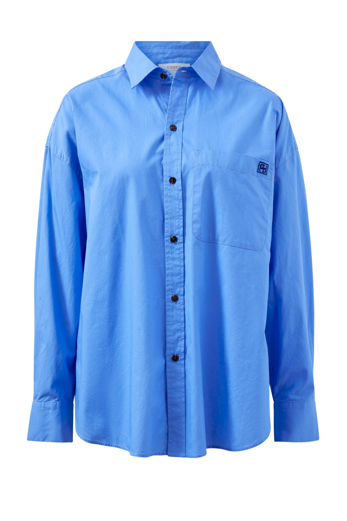 Ceres Life Peta Oversized Shirt - Amalfi Blue