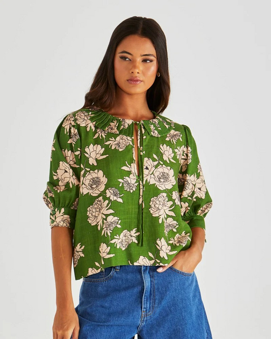Sass Antonie Pleated Blouse - Moonflower