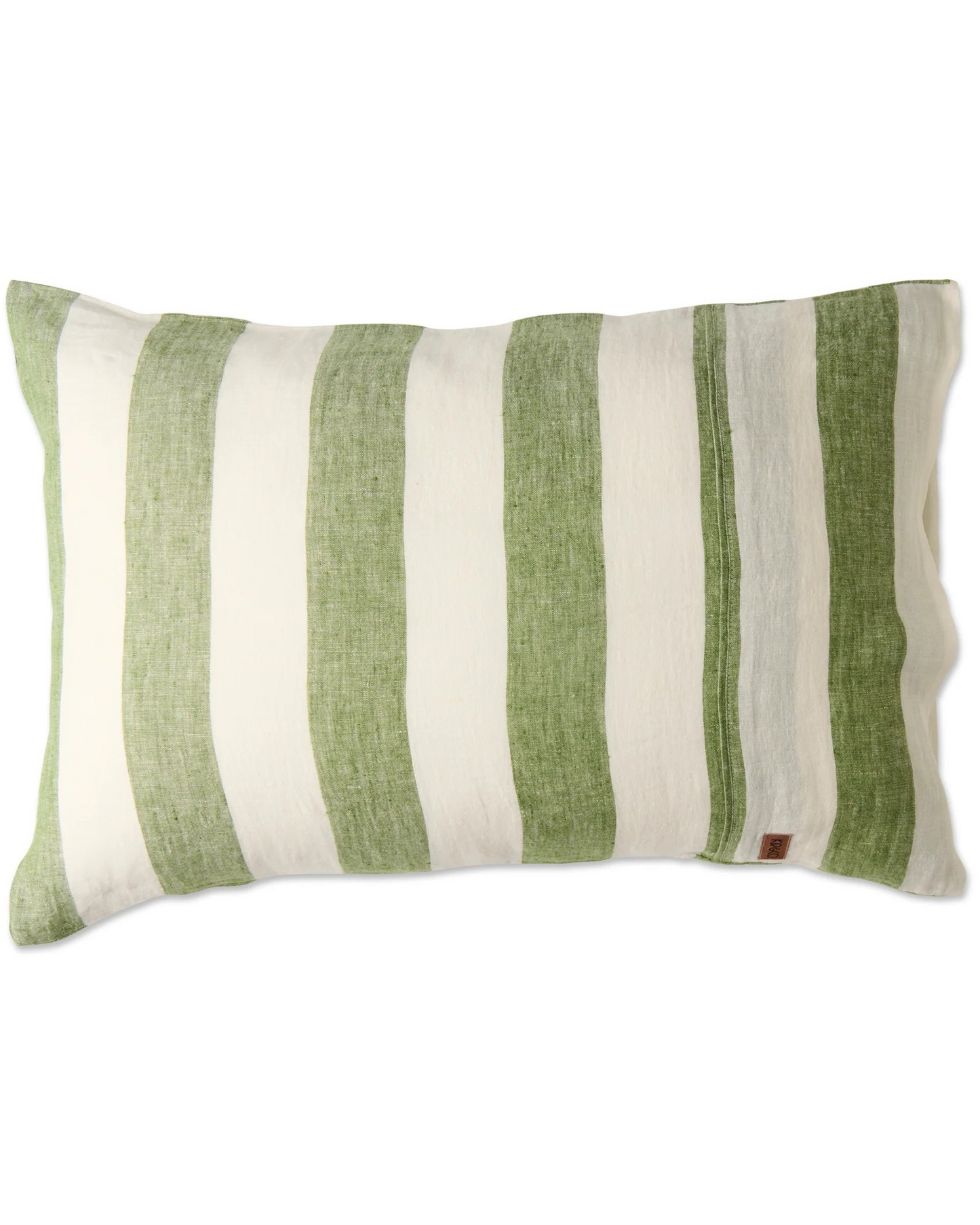 Kip & Co Moss Green Stripe Linen Pillowcase set