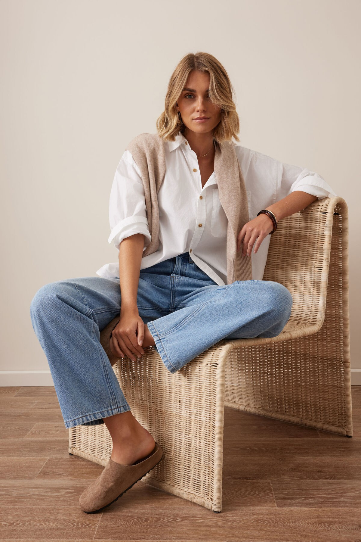 Ceres Life Peta Oversized Shirt - White Organic Cotton
