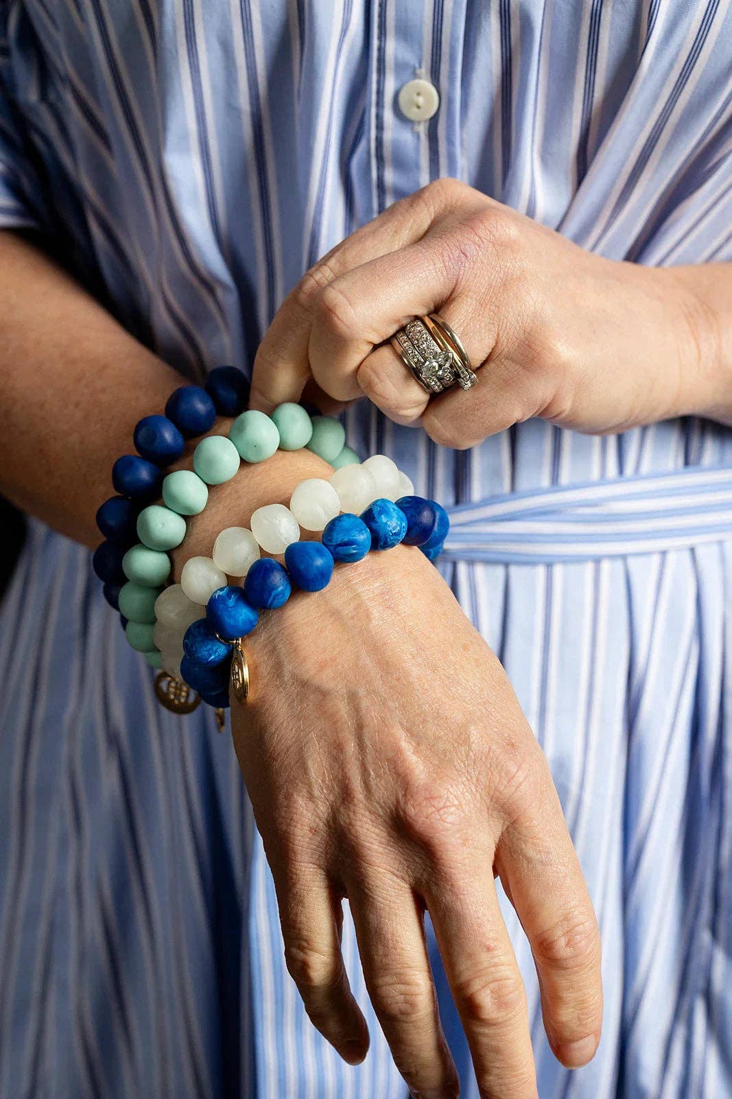 Marble rock bracelets: Aqua