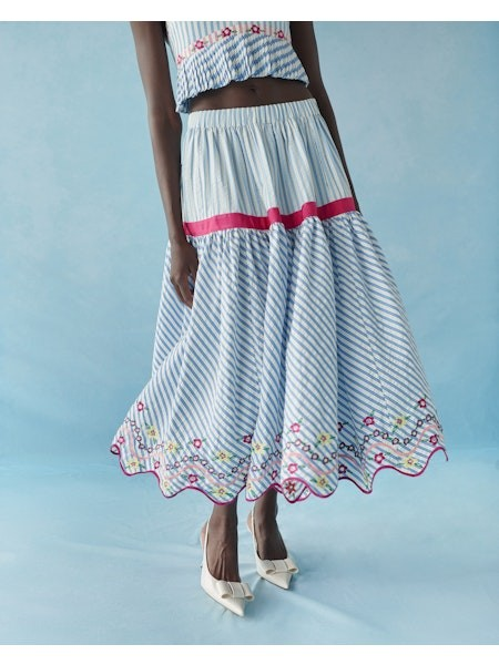 Celia B Rambai Skirt - Blue Stripes