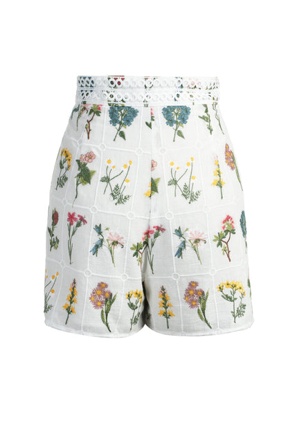 Emily Lovelock Nova Embroided Shorts - White