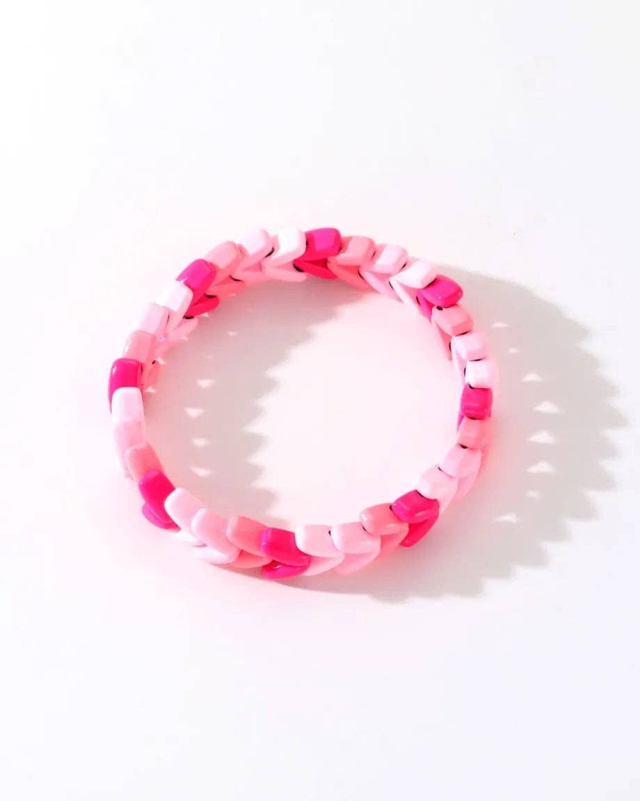 Colourful Enamel Stacking Bracelet Collection in Gold & Silver: Pearl Pop Silver