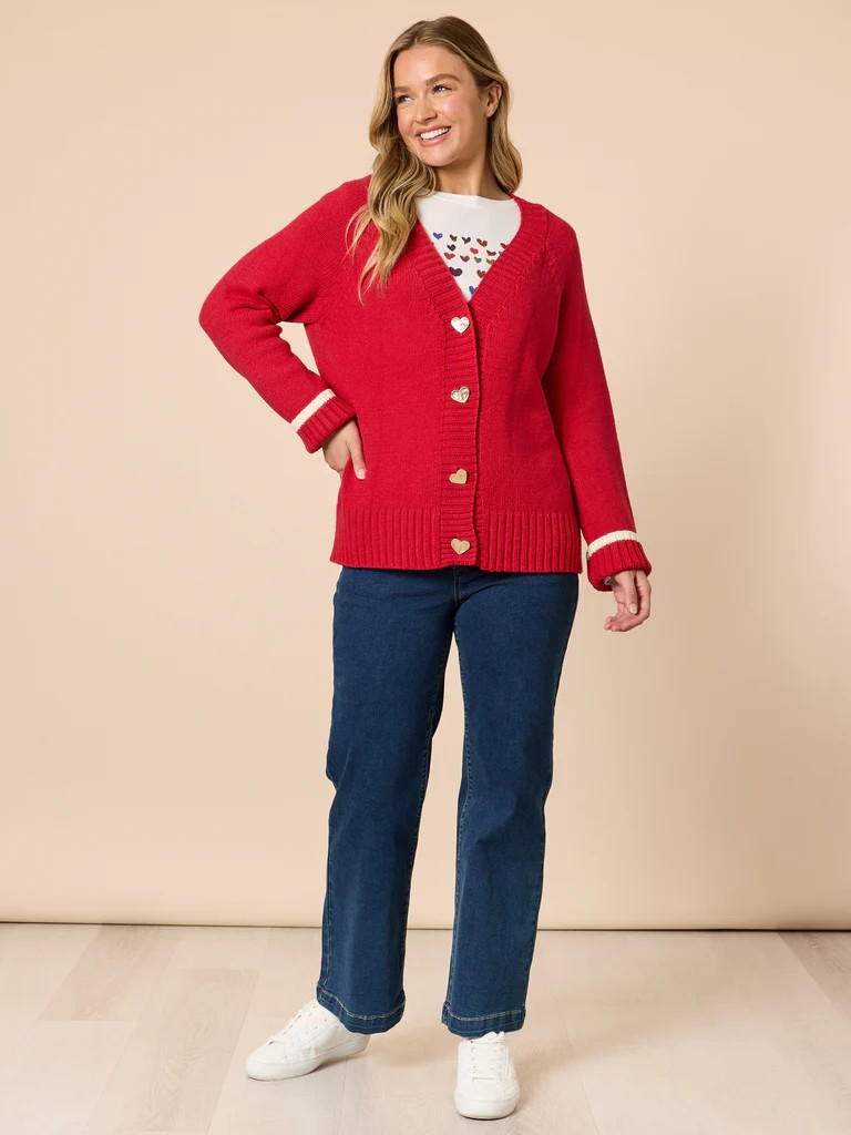 Threadz Back to Love knit Cardi - Red