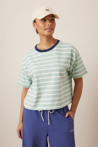 Ceres Life Brea Boxy Tee - Seafoam/White stripe