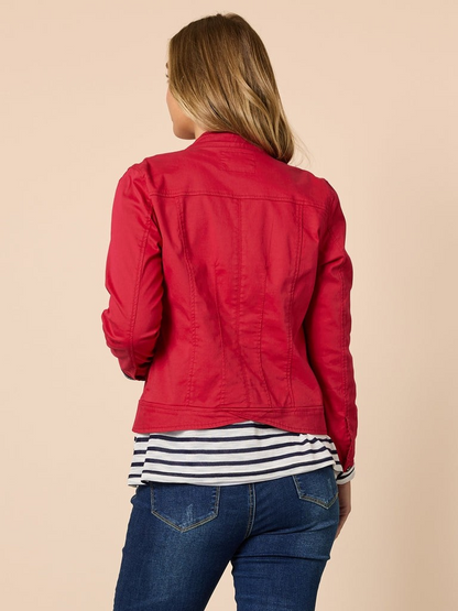 Threadz Maggie Denim Jacket - Red