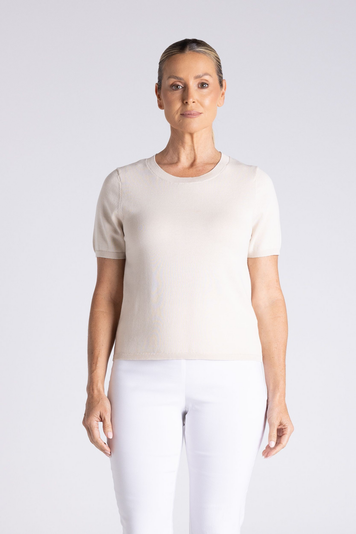 Two T's Cotton Knit T-Shirt - Straw