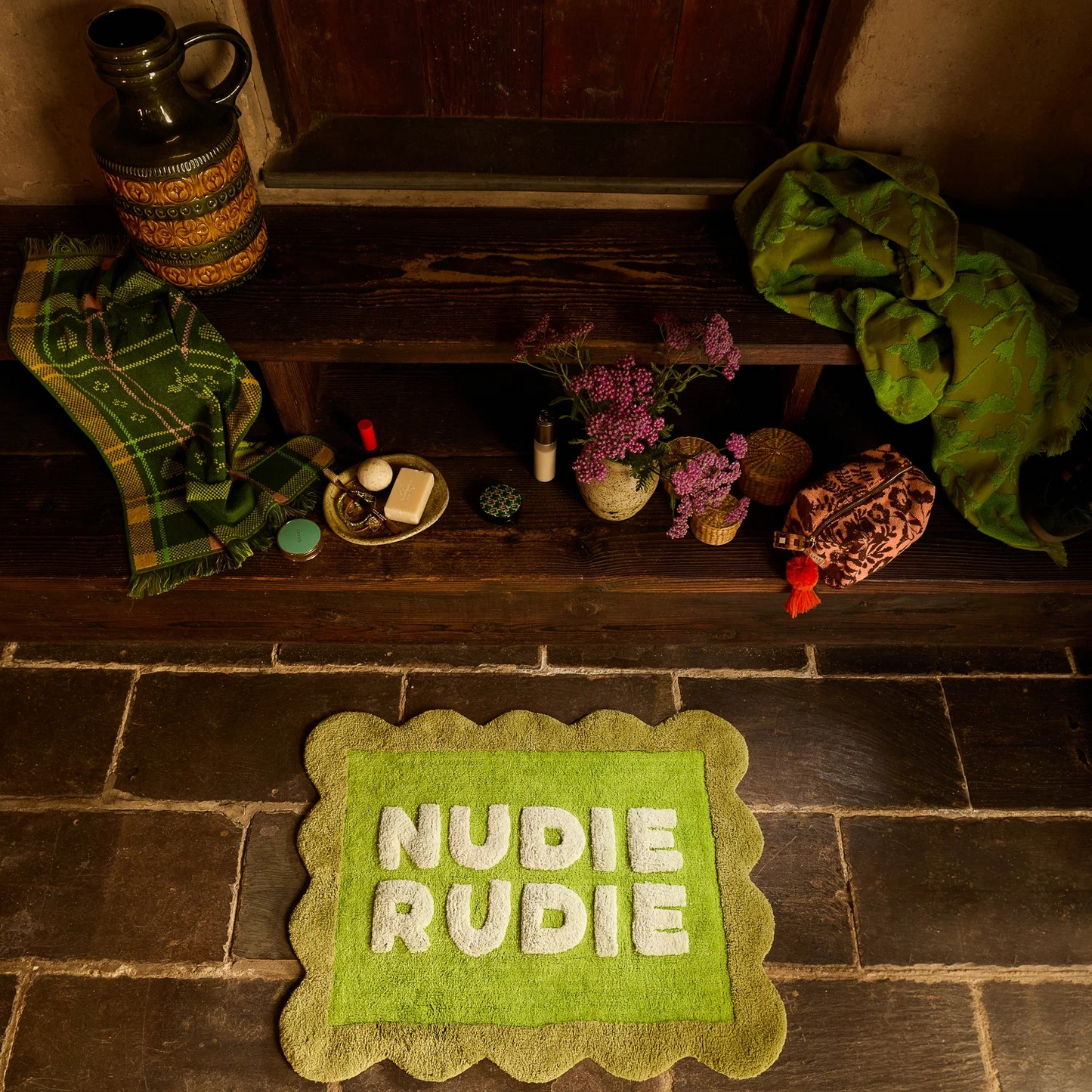 Sage & Clare Romy Nudie Bath Mat - Cactus Green