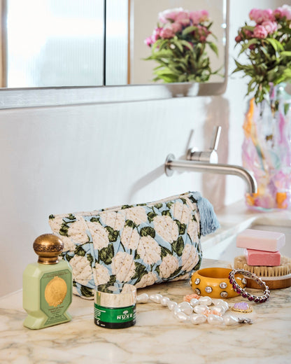 Kip and Co Hydrangea Blue Velvet Toiletry Bag