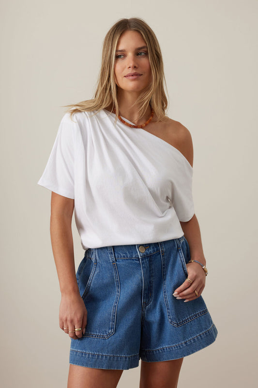women’s white relaxed fit cotton top Gabi SS | Ceres Life