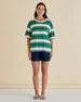 Betty Basics Relax Boxy Tee - Navy/Green Stripe