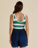 Betty Basics Emma Scoop Tank - Navy/Green Stripe