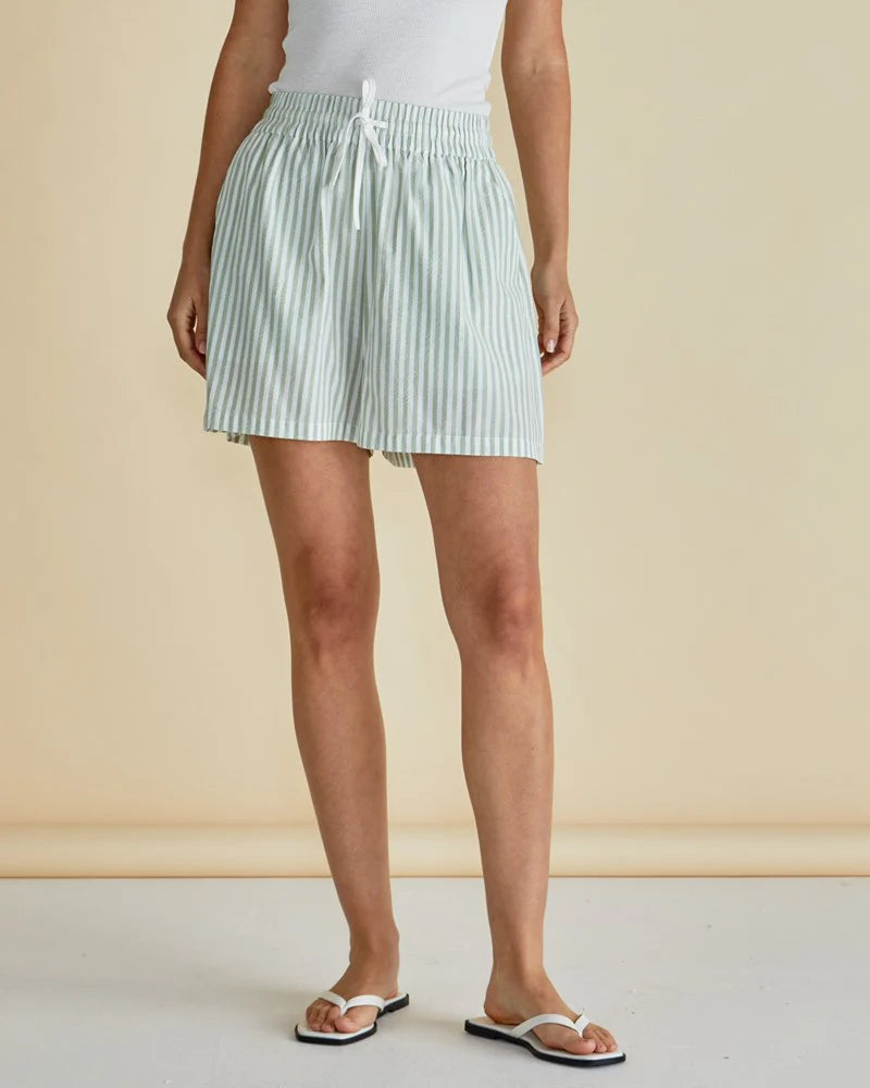 Betty Basics Jovie Shorts - Green Stripe