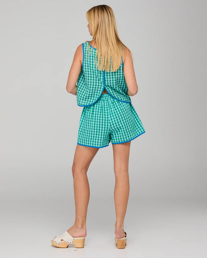 Boom Shankar Rose Top - Green Seersucker