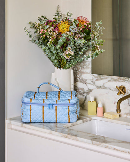 Kip and Co COMO STRIPE QUILTED COTTON TOILETRY CASE