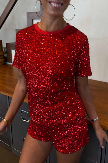 Never Fully Dressed Red Sequin Top