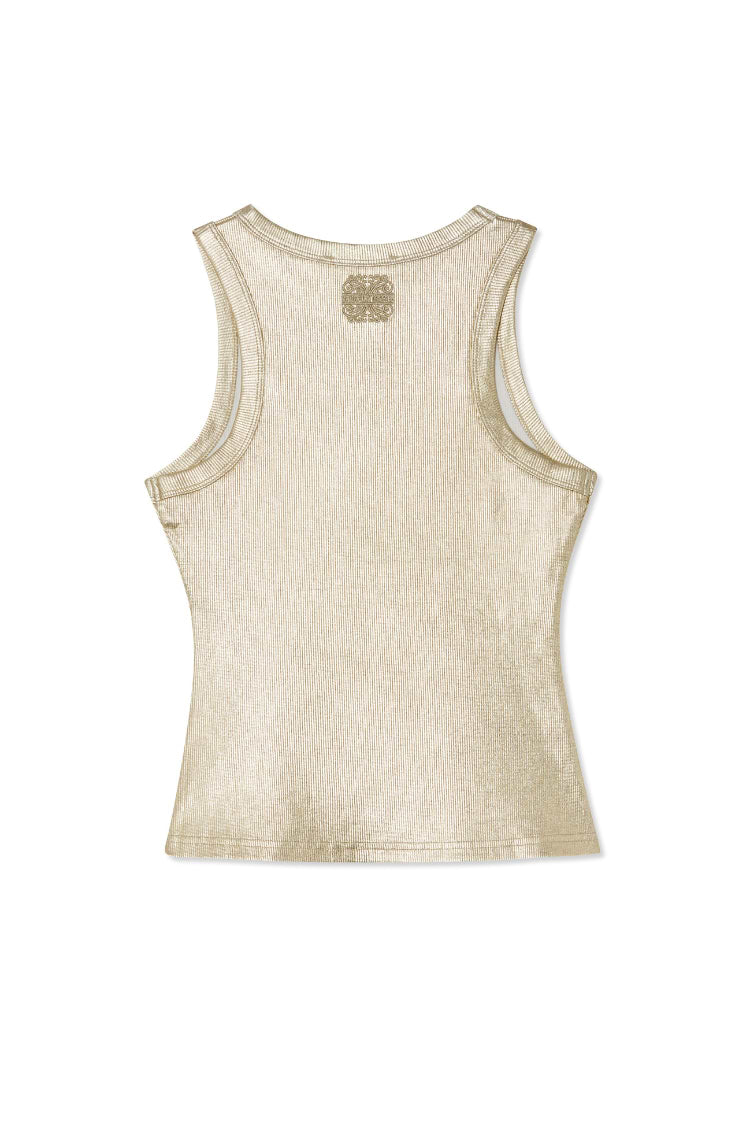 Never Fully Dressed Metallic Tank Gold