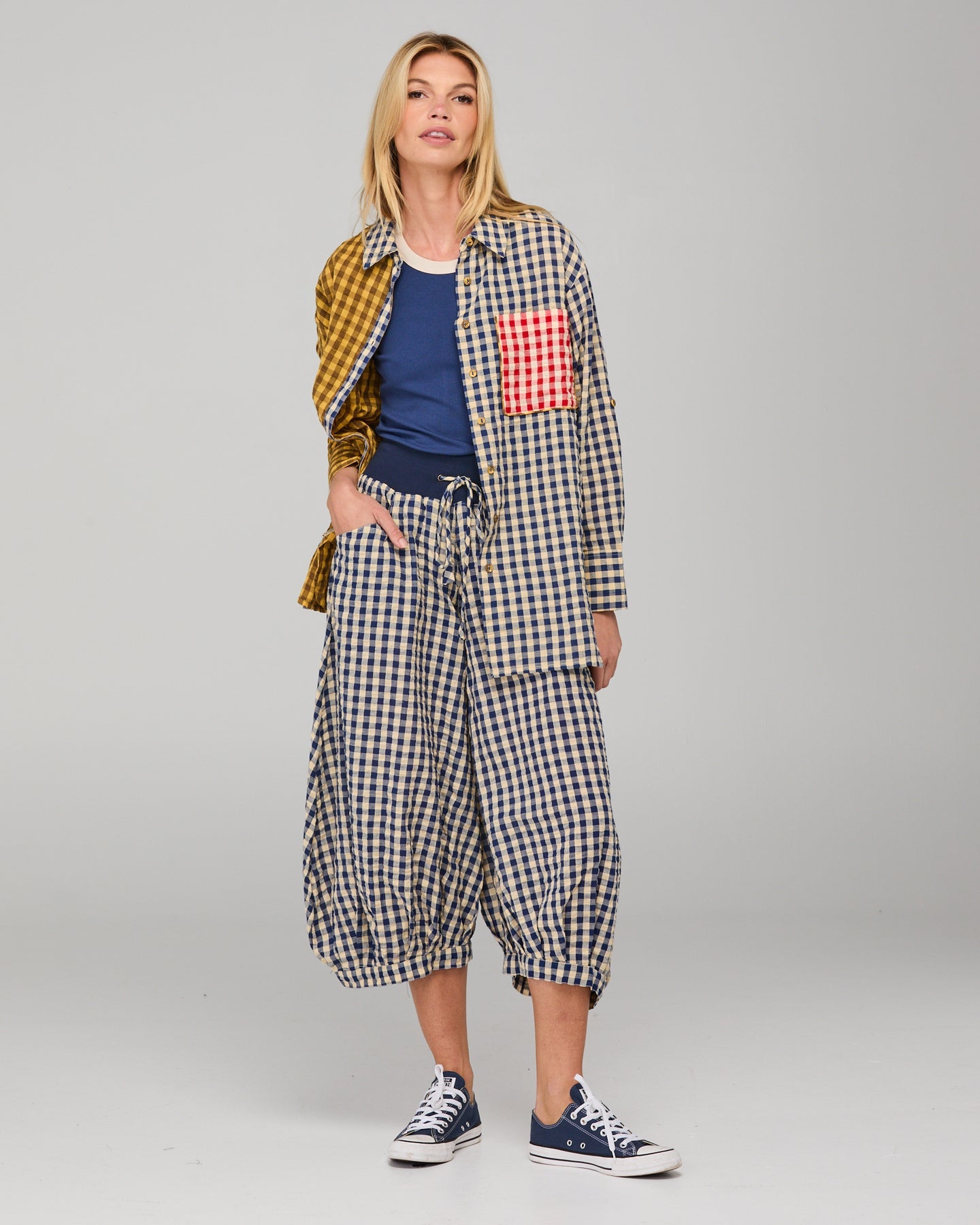 Boom Shankar Guru Pant - Navy Seersucker