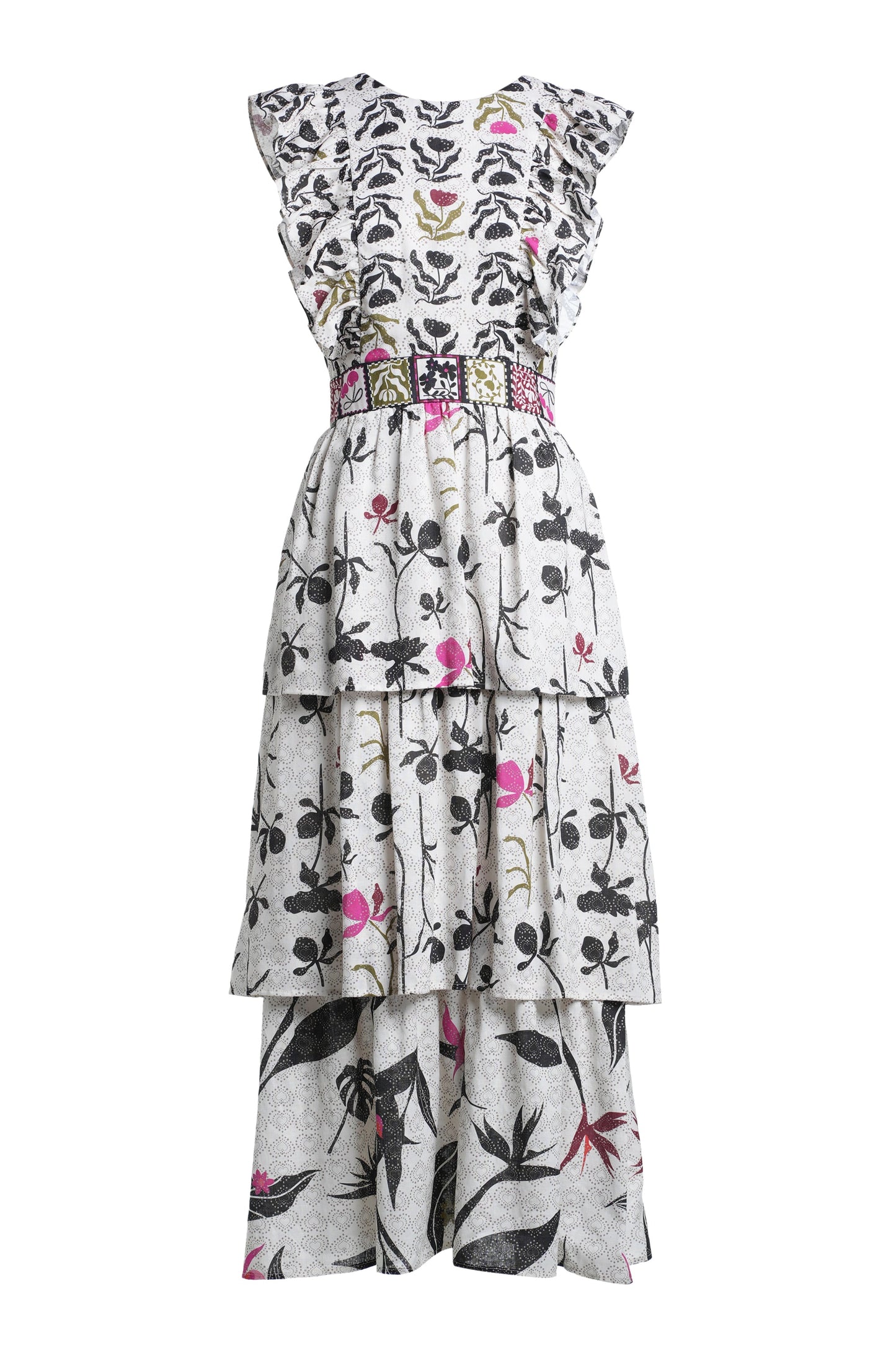 Emily Lovelock Harper Print Mix Dress - Ivory