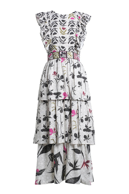 Emily Lovelock Harper Print Mix Dress - Ivory