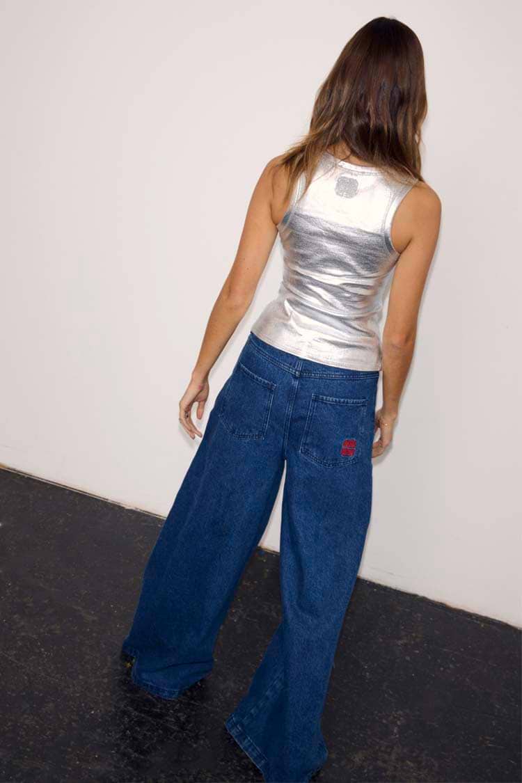 Never Fully Dressed Metallic Tank Top Silver