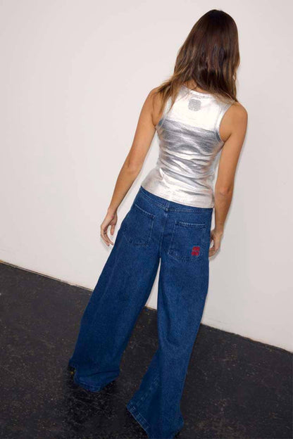 Never Fully Dressed Metallic Tank Top Silver