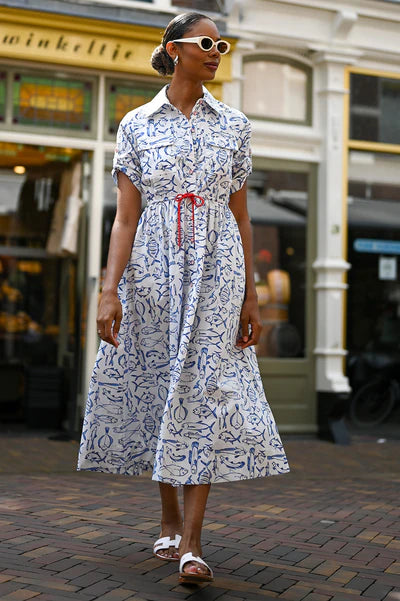 Wyatt Wylde Marina Dress Fish Print Midi