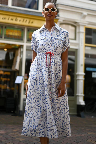 Wyatt Wylde Marina Dress Fish Print Midi