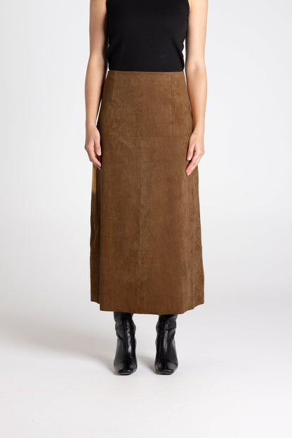 Two T's Faux Suede Skirt - Toffee