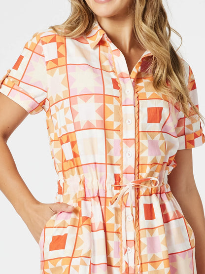 Threadz Corfu Print Dress - Mango Multi