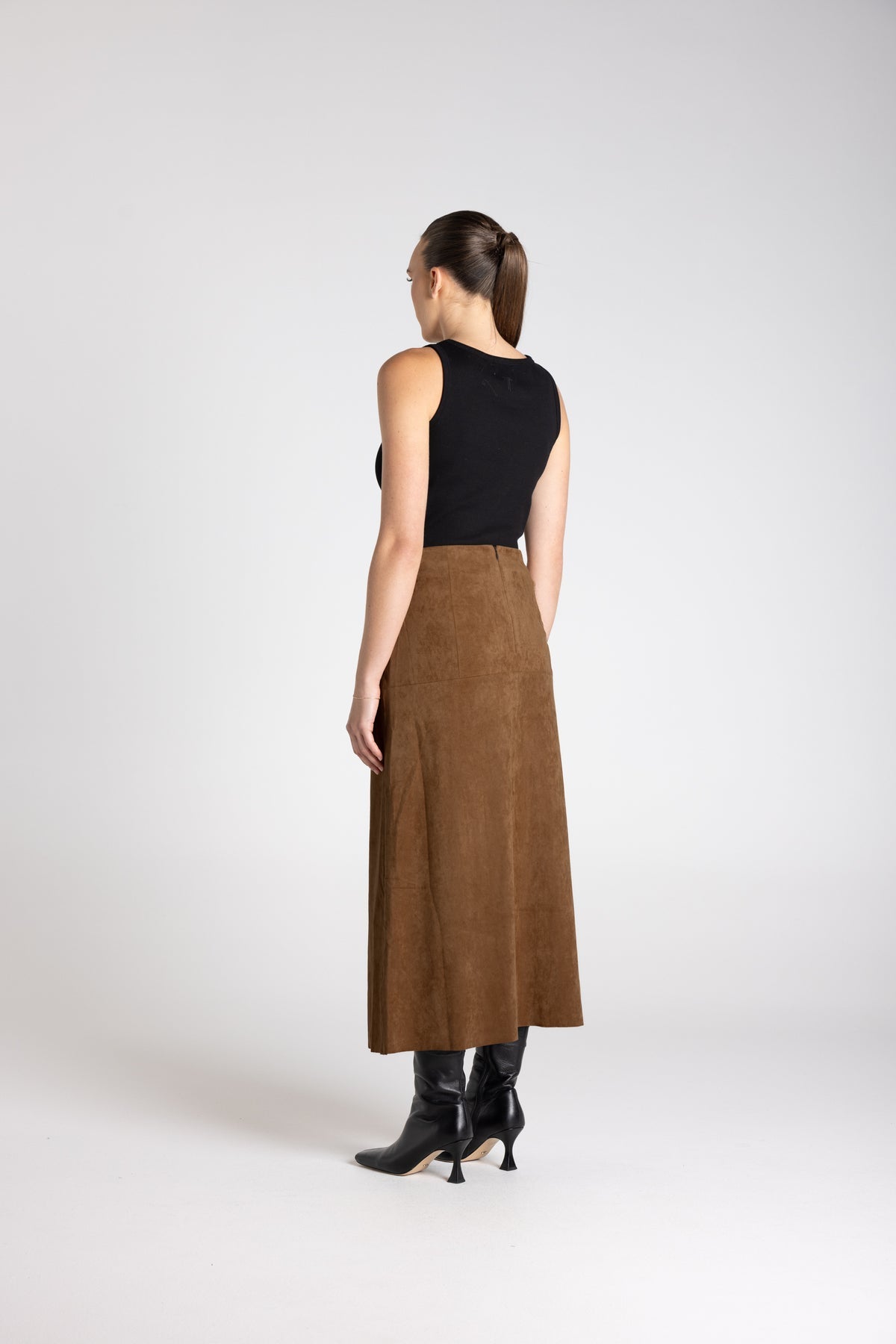 Two T's Faux Suede Skirt - Toffee